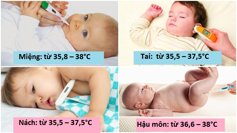 Nhiệt độ đo được sẽ khác nhau ở các bộ phận khác nhau trên cơ thể bé.