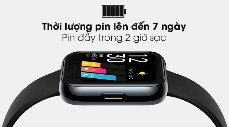 Pin sử dụng 7 ngày, sạc đầy trong 2 giờ