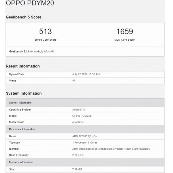 OPPO A72 5G bị phát hiện đang được thử nghiệm trên Geekbench, hé lộ những thông số kỹ thuật quan trọng