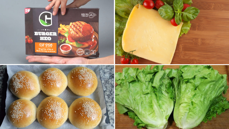 Nguyên liệu làm hamburger bò Mỹ sốt BBQ G Kitchen