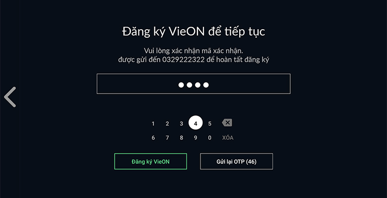 Bước 7: Nhập mã xác nhận OTP