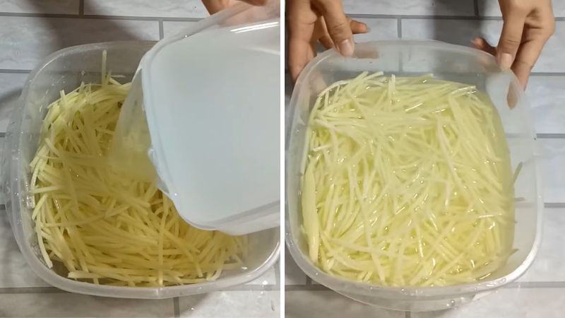 Ngâm khoai tây với nước vôi trong