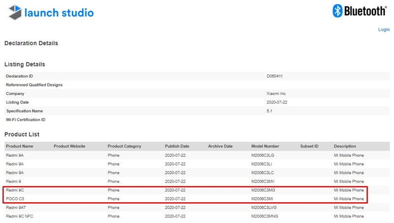 POCO C3 được Bluetooth SIG chứng nhận