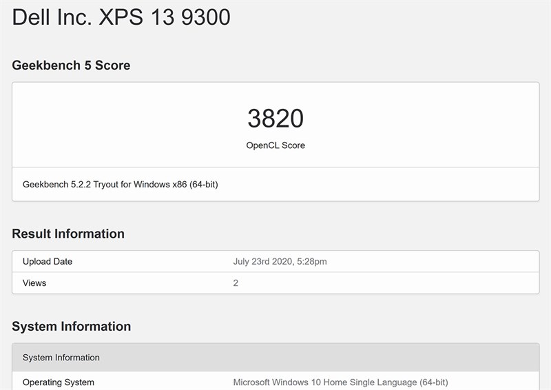 Đo hiệu năng của Dell XPS 13 9300 bằng Geekbench 5