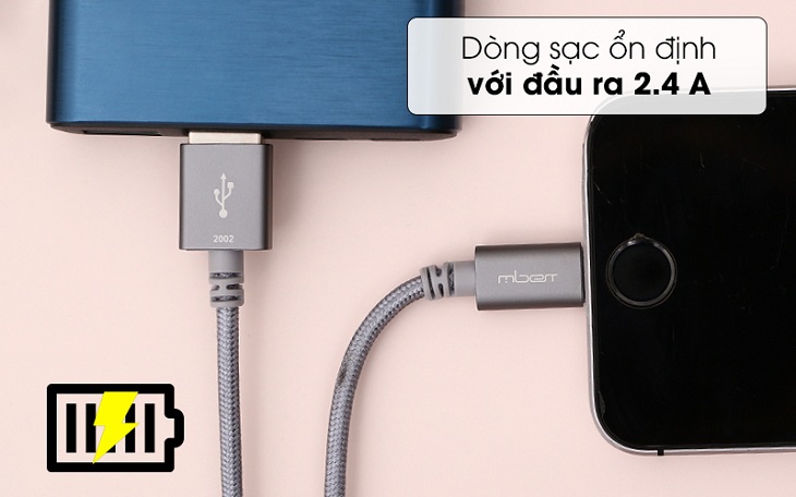 Sạc, cáp Mbest của nước nào? Có tốt không? > Dòng điện 2.4A giúp sạc nhanh chóng