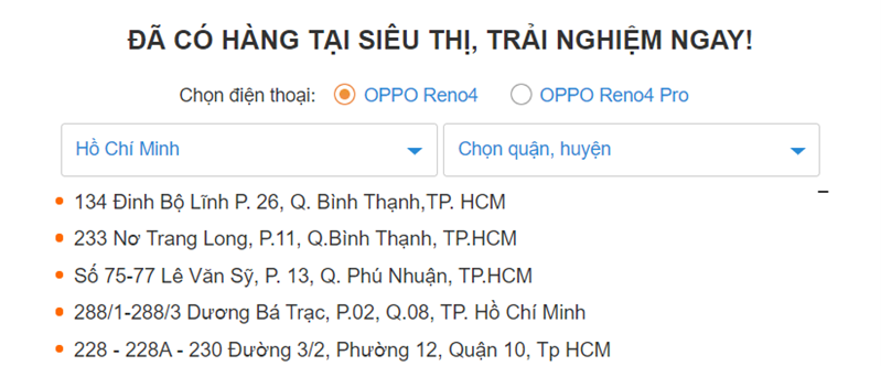 NHỮNG ĐỊA ĐIỂM ĐÃ CÓ SẢN PHẨM TRẢI NGHIỆM