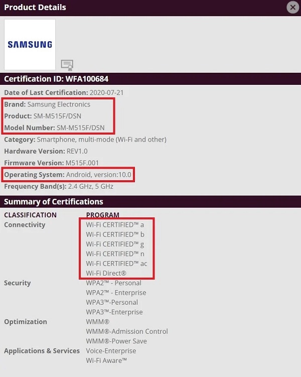 Samsung Galaxy M51 với pin khủng 7.000 mAh, 4 camera 64MP vừa tiến thêm một bước tới gần với ngày ra mắt