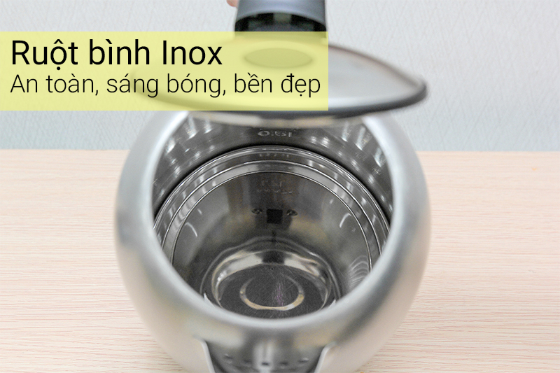 7 lý do nên mua bình đun siêu tốc của Midea > Chất liệu ruột bình thuỷ tinh, inox 304 an toàn cho sức khỏe