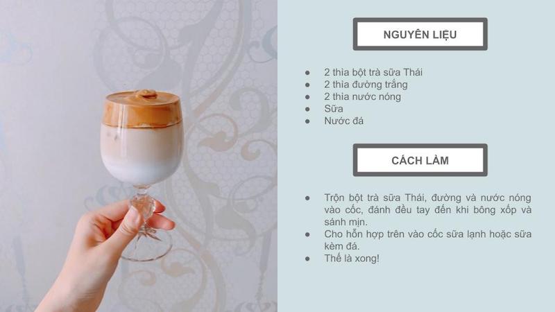 Công thức làm món trà sữa Dalgona