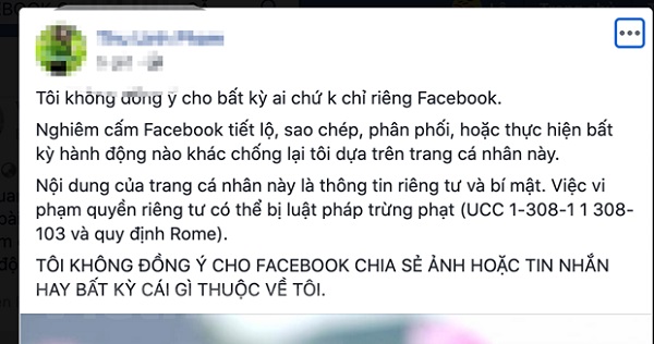 Cảnh báo về thông tin nghiêm cấm Facebook sử dụng dữ liệu cá nhân