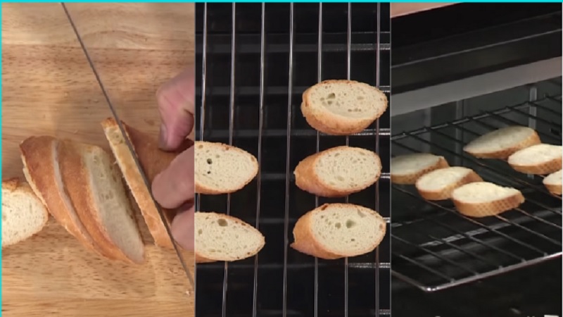 Cắt bánh mì thành từng lát dày 1,5cm
