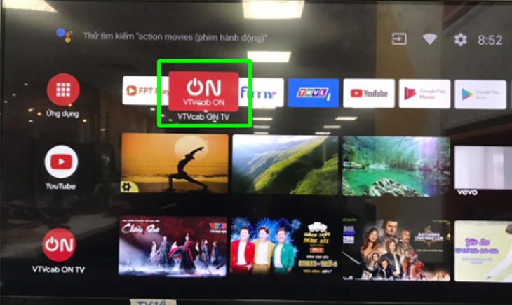 Mở ứng dụng được cài đặt sẵn trong tivi Vsmart