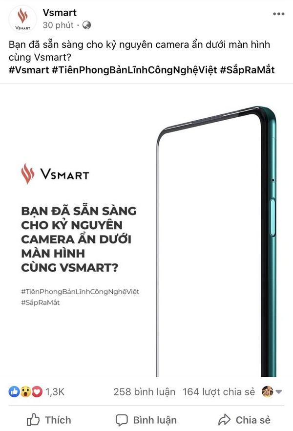 Sốc quá, Vsmart sắp ra mắt smartphone với camera ẩn dưới màn hình, ‘Tiên phong bản lĩnh công nghệ Việt’ Sốc quá, Vsmart sắp ra mắt smartphone với camera ẩn dưới màn hình, ‘Tiên phong bản lĩnh công nghệ Việt’