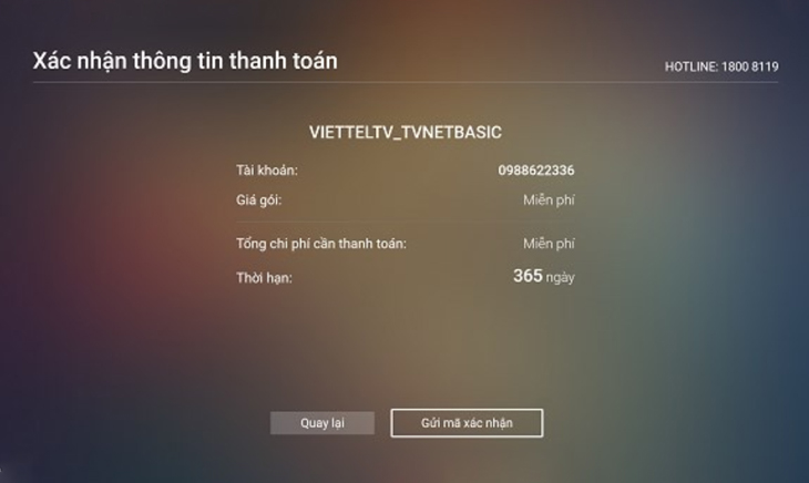 Xác nhận thông tin để gửi mã xác nhận