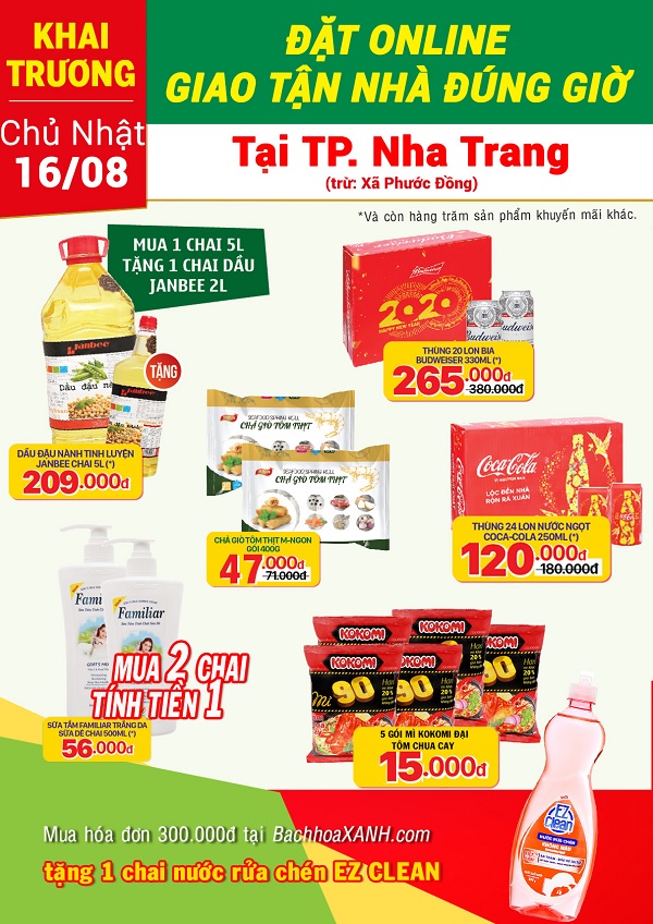 Bách hoá XANH Online chính thức có mặt tại TP. Nha Trang với hàng ngàn ưu đãi lên đến 40% Bách hoá XANH Online chính thức có mặt tại TP. Nha Trang với hàng ngàn ưu đãi lên đến 40%