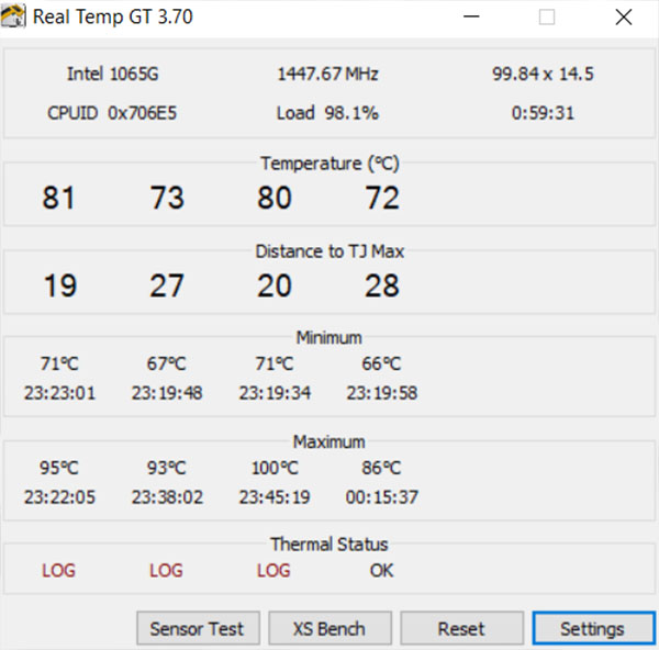 Đo tản nhiệt của HP Envy 13 bằng Real Temp