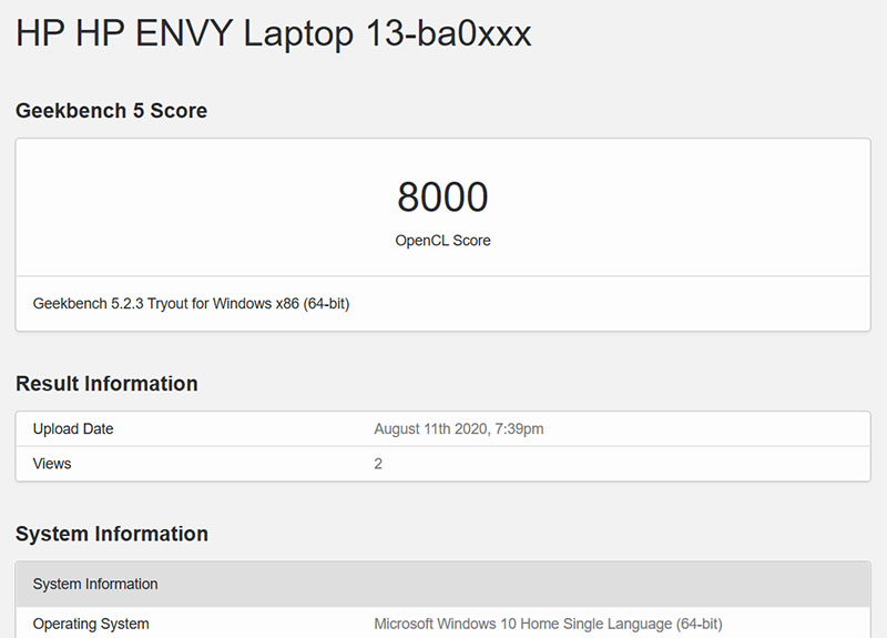 Đo hiệu năng của HP Envy 13 bằng Geekbench 5