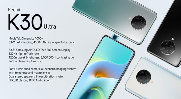 Xiaomi ra mắt Redmi K30 Ultraa: Sạc nhanh 120W, màn hình 120Hz, RAM 8G, 4 camera, giá từ 6.7 triệu đồng