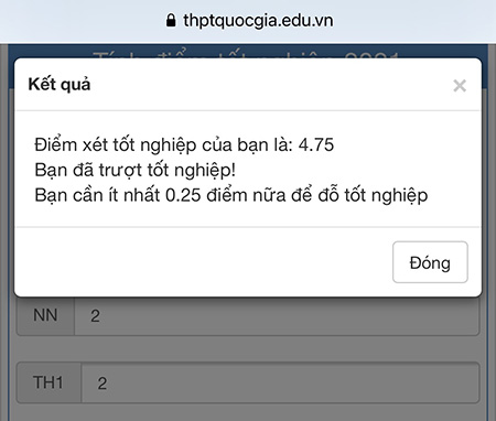 Điểm xét tốt nghiệp của bạn dưới 5.00 điểm