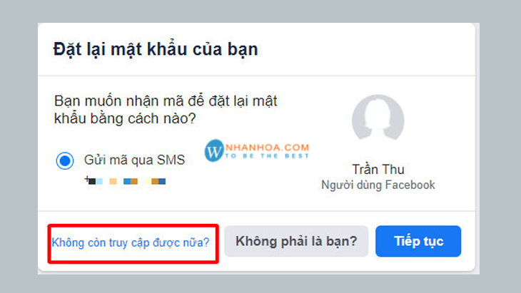 Cách lấy lại mật khẩu Facebook không cần Email và số điện thoại > Chọn vào Không thể truy cập tài khoản