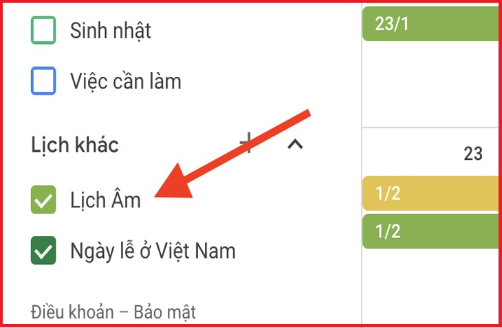 Hướng dẫn xem lịch âm và các ngày lễ ở Việt Nam từ Google Calendar