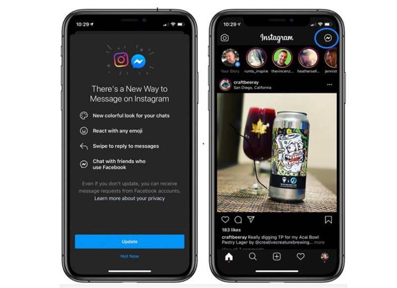 Messenger và Instagram sẽ được kết hợp với nhau trong tương lai