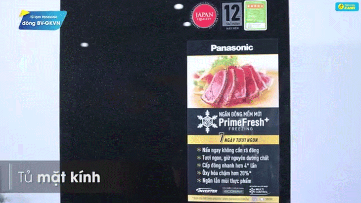 Cửa tủ kính trơn bóng, ánh kim - Dòng tủ lạnh Panasonic NR-BV0GKVN