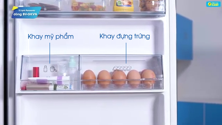  Thiết kế khay cửa có nắp - Dòng tủ lạnh Panasonic NR-BV0GKVN
