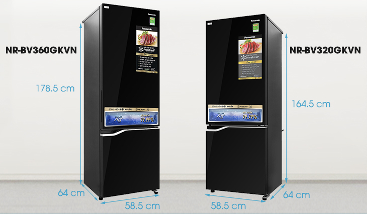 Thiết kế kích thước của dòng tủ lạnh NR-BV0GKVN
