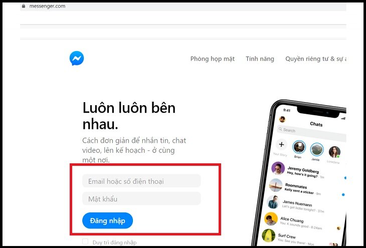 Sử dụng Messenger trên web không cần thông qua Facebook