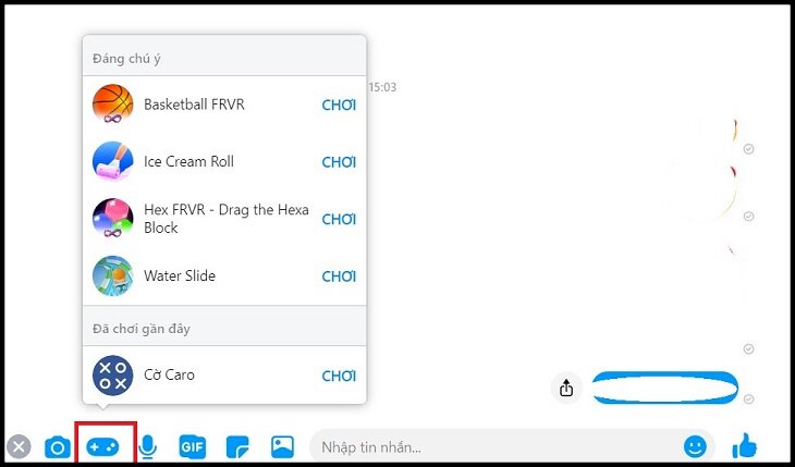Chơi game trên Messenger.com