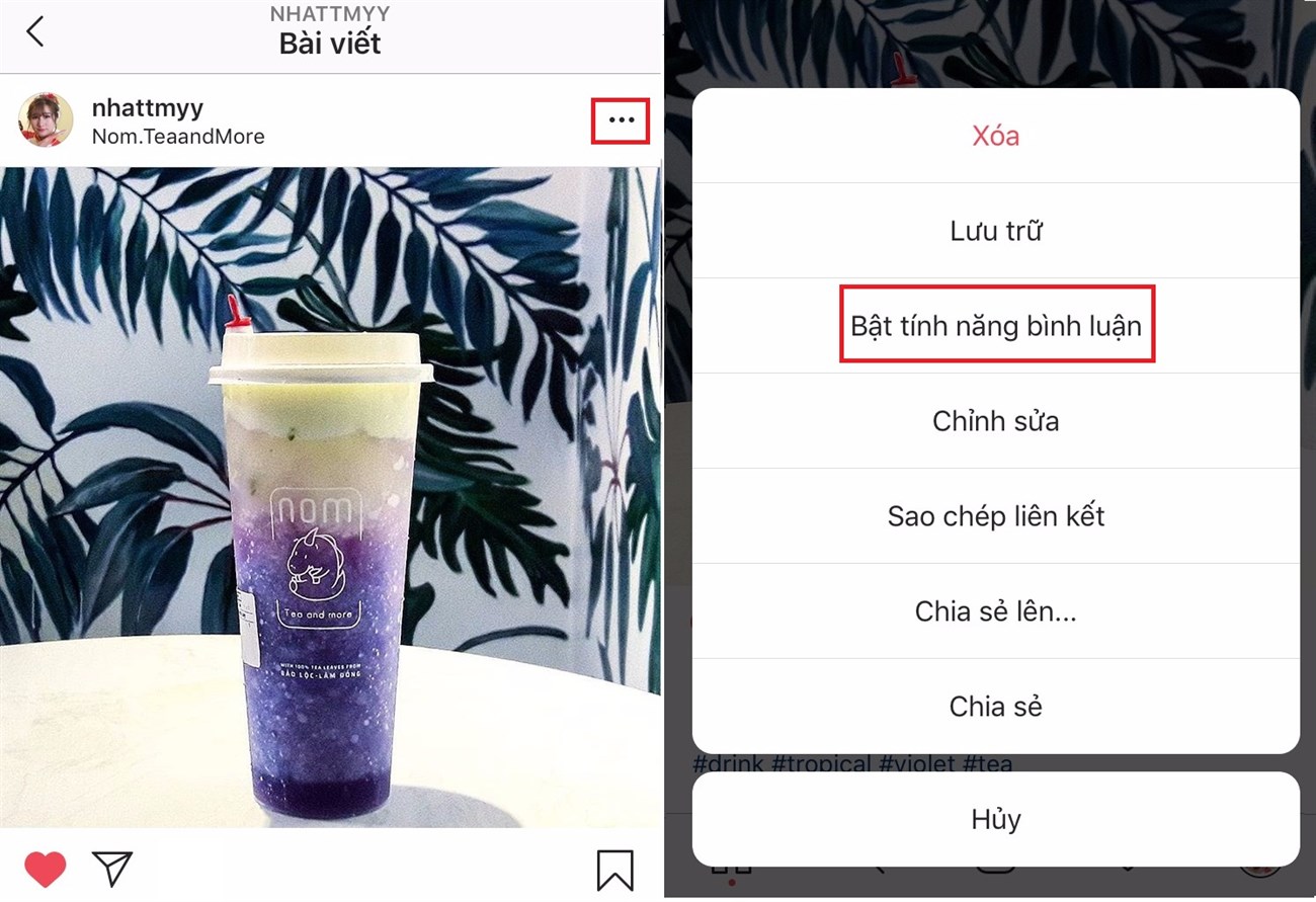 Cách bật bình luận của bài đăng trên Instagram