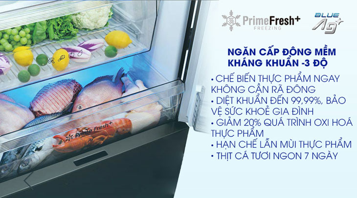 Ngăn đông mềm PrimeFresh+ kết hợp Blue Ag