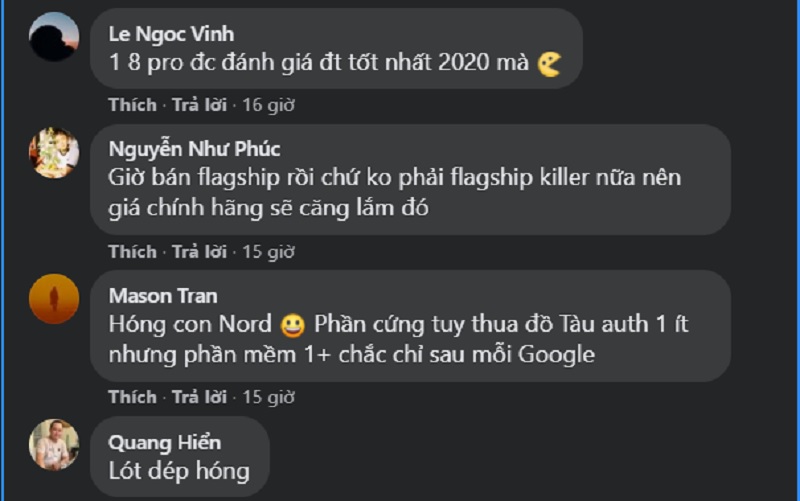 Bình luận của người dùng Facebook