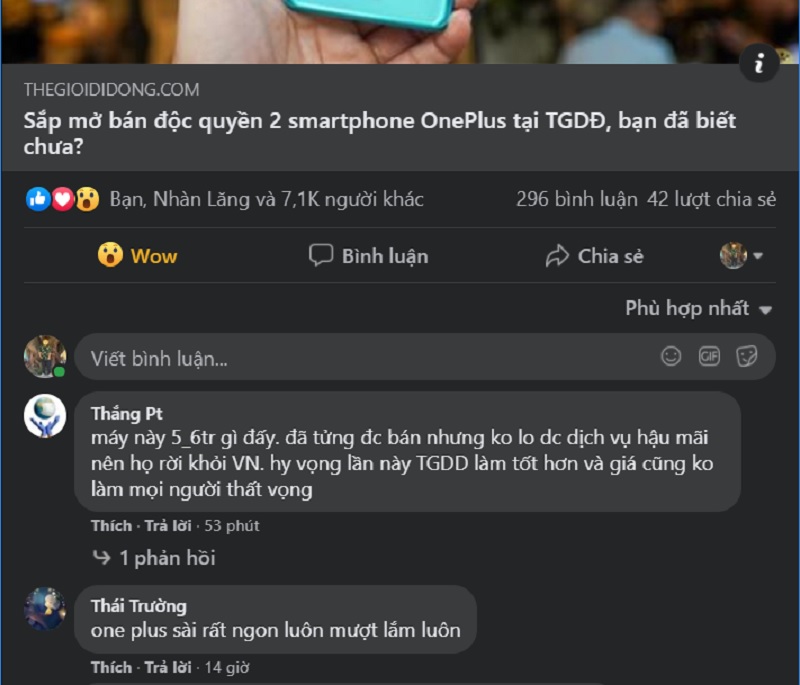 Đăng trên fanpage Thegioididong