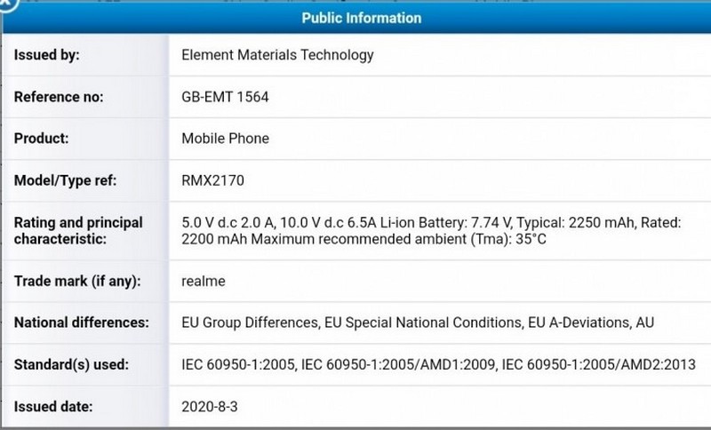 Realme 7 Pro sẽ đi kèm với thỏi pin dung lượng 4.500 mAh, hỗ trợ sạc nhanh 65W, sẽ là smartphone có sạc nhanh nhất trong tầm giá?