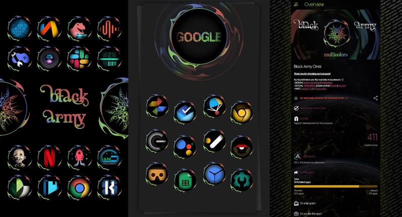 Black Army Omni - Icon Pack - Fresh dashboard