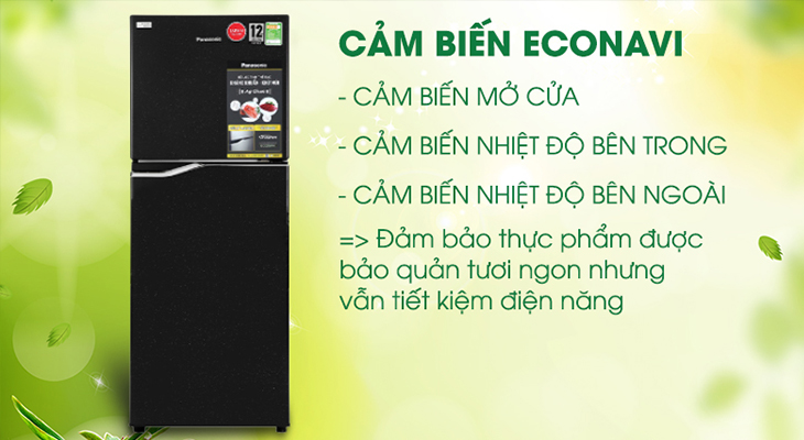 Econavi- Tủ lạnh Panasonic Inverter 188 lít NR-BA229PKVN