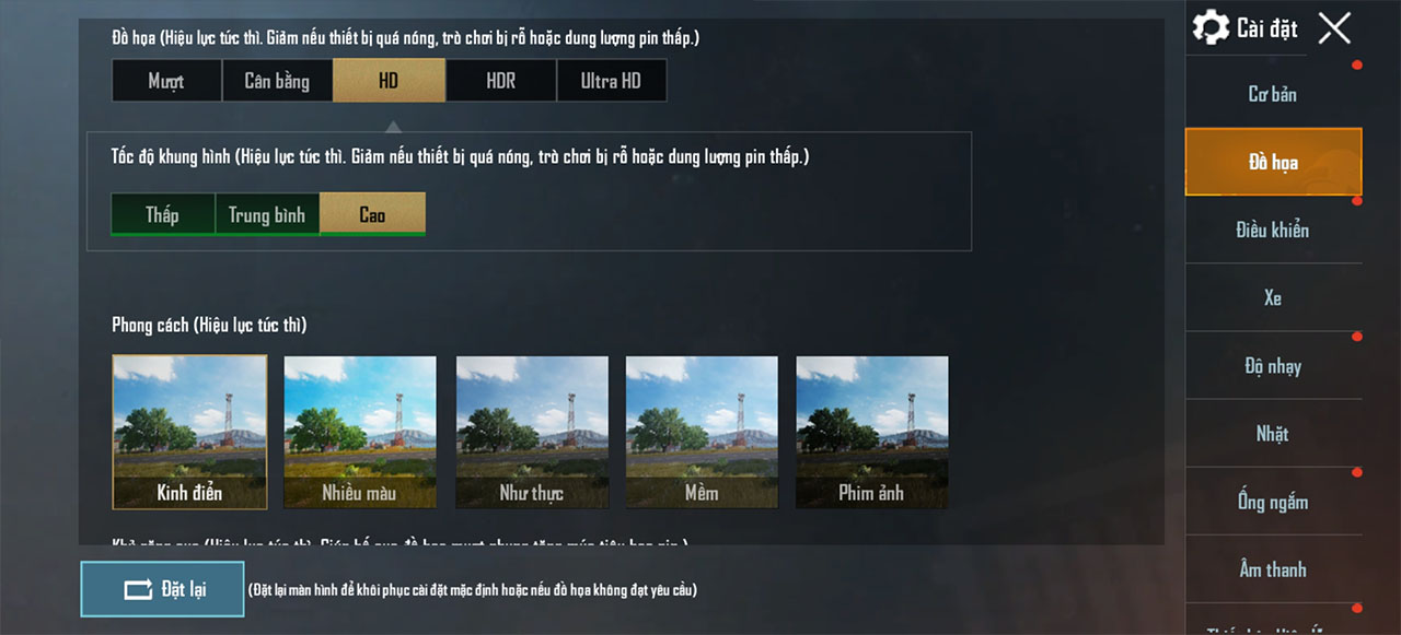 Setting cấu hình trong PUBG Mobile