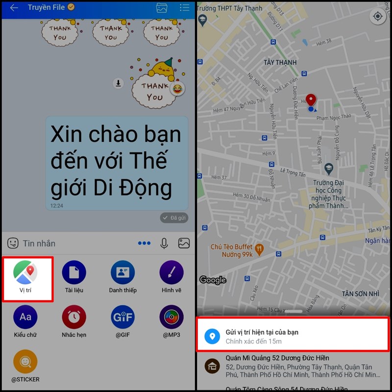 Chia sẽ vị trí trực tiếp Chia sẽ vị trí trực tiếp