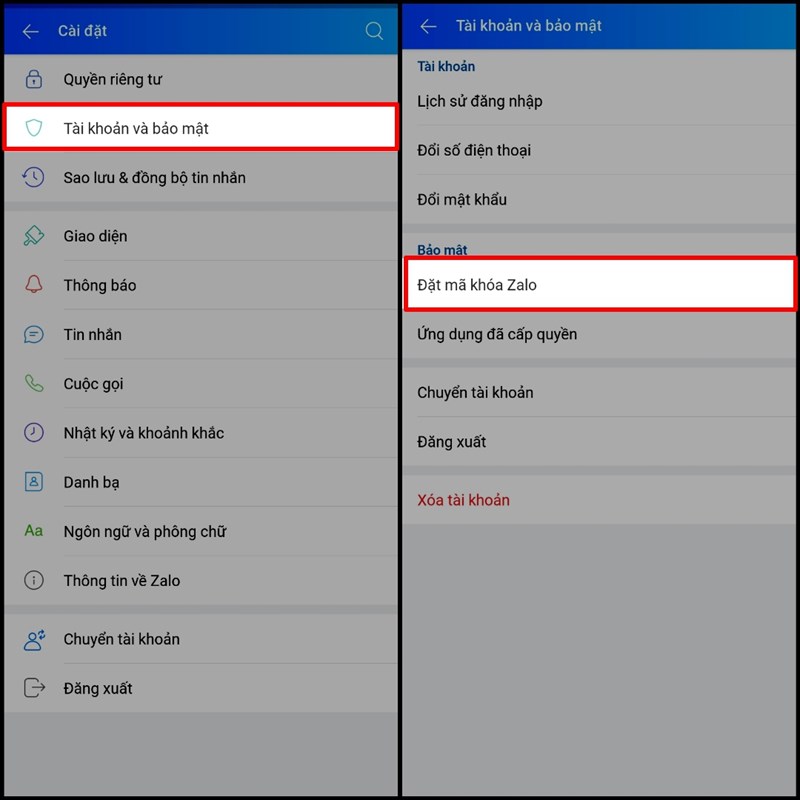 Khóa ứng dụng Zalo trog tích tắt Khóa ứng dụng Zalo trog tích tắt