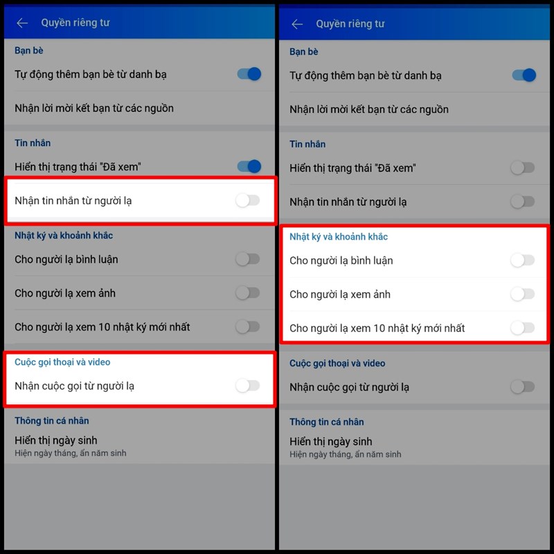 Chặn tất cả từ người lạ Chặn tất cả từ người lạ