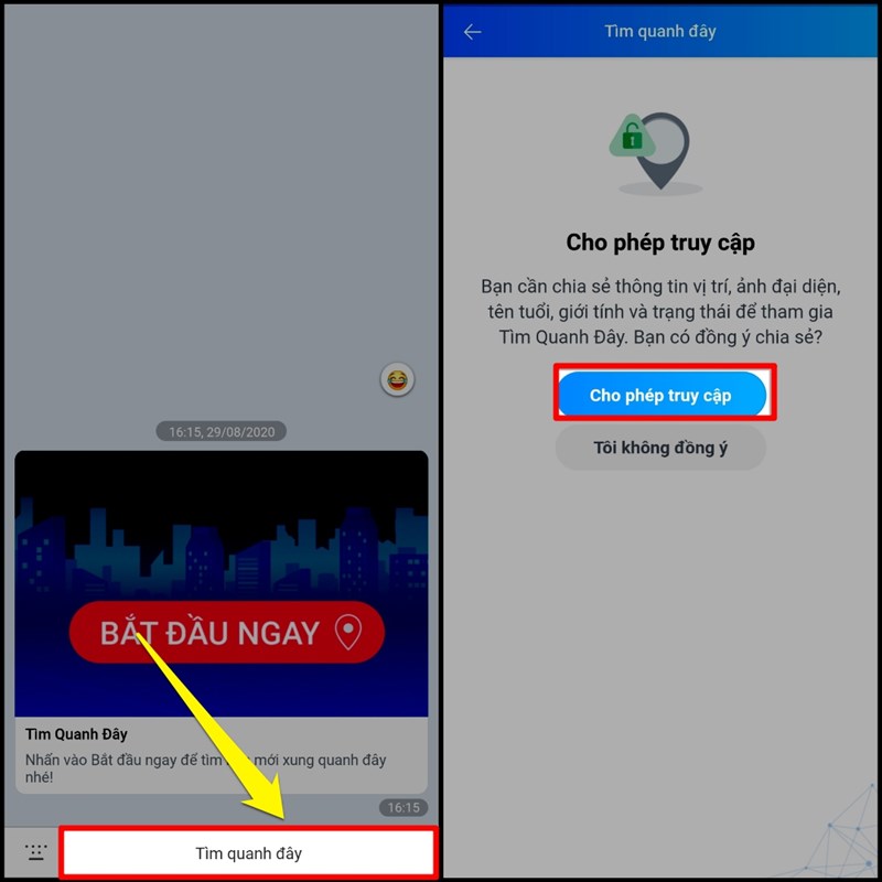 Bật tính năng tìm quanh đây đã bị ẩn Bật tính năng tìm quanh đây đã bị ẩn