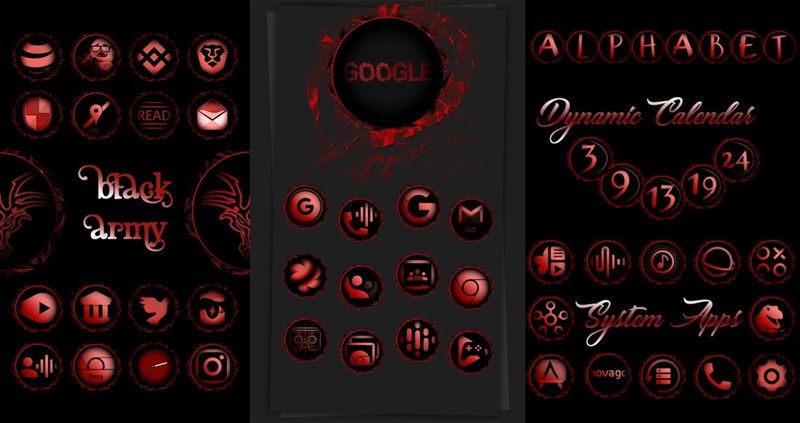 Black Army Ruby - Icon Pack - Fresh dashboard