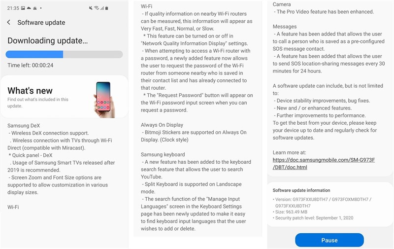 Dòng Galaxy S10 bắt đầu nhận được bản cập nhật One UI 2.5: Hỗ trợ kết nối không dây với DeX cùng nhiều tính năng khác Dòng Galaxy S10 bắt đầu nhận được bản cập nhật One UI 2.5: Hỗ trợ kết nối không dây với DeX cùng nhiều tính năng khác