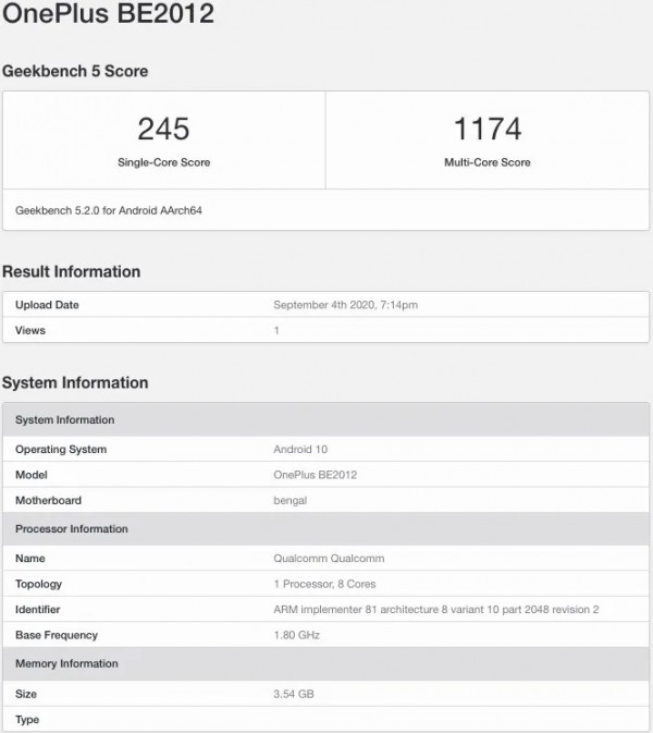 OnePlus Clover trên Geekbench