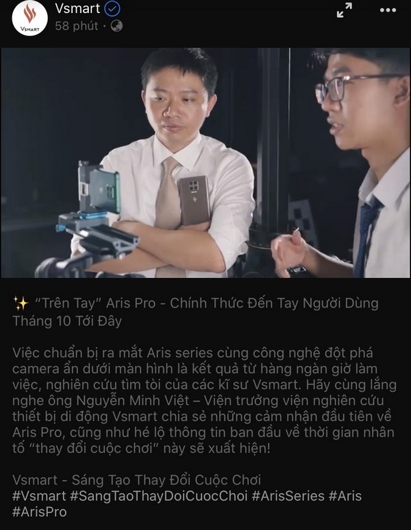 Video Vsmart Aris Pro - smartphone với camera ẩn dưới màn hình