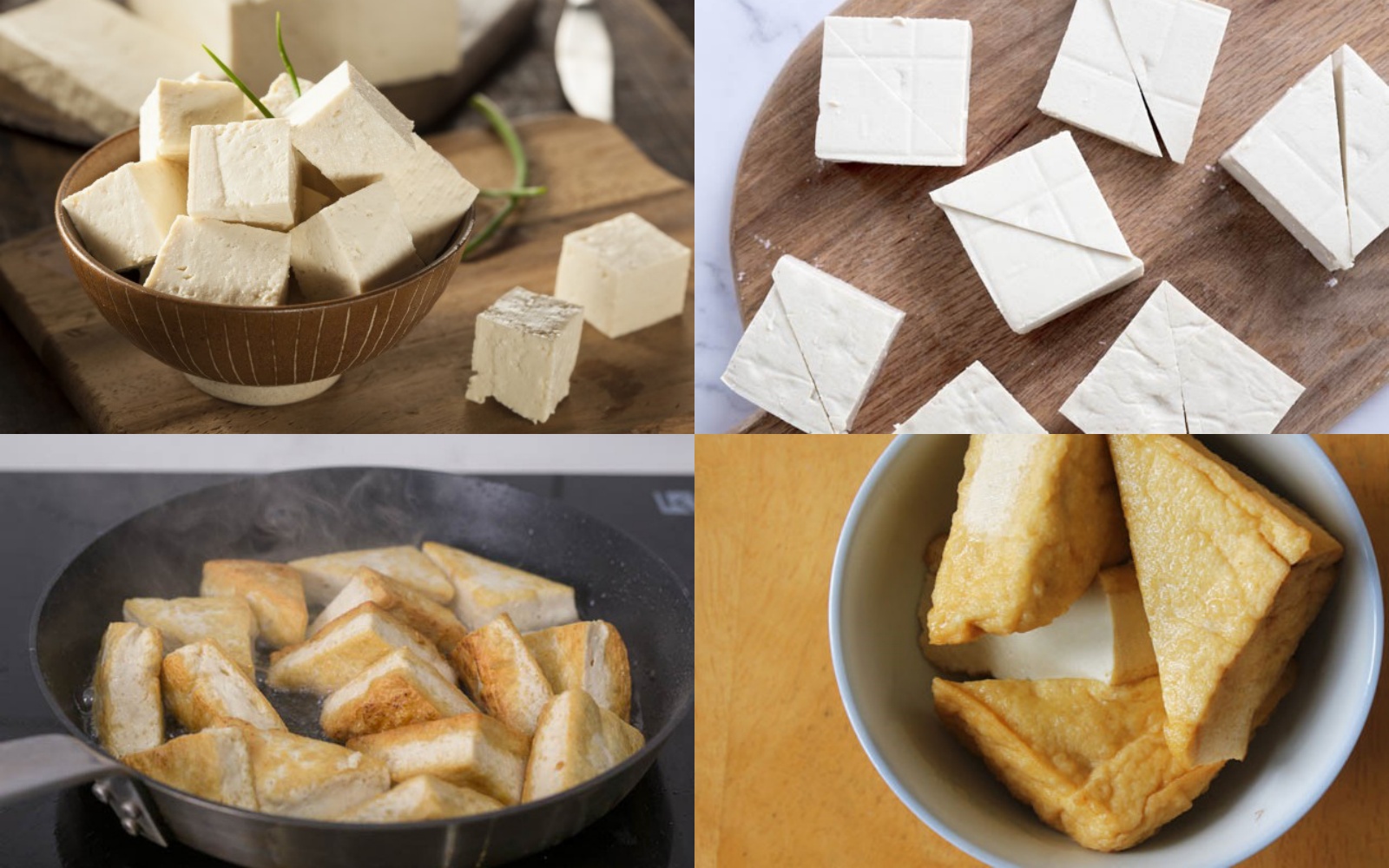 Bước 2: Chiên đậu hũ Bước 2: Chiên đậu hũ