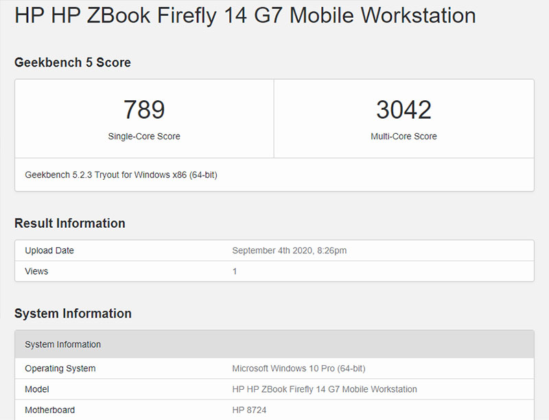 Đo CPU của HP ZBook 14 G7 bằng Geekbench 5