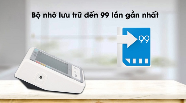 Máy đo huyết áp tự động Microlife được trang bị bộ nhớ lưu trữ đến 99 lần đo giúp bạn thuận tiện theo dõi tình trạng sức khỏe mỗi ngày